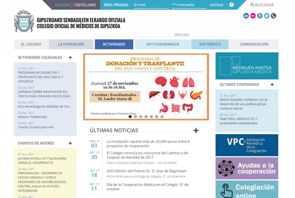 Colegio de Médicos de Gipuzkoa - Nueva web